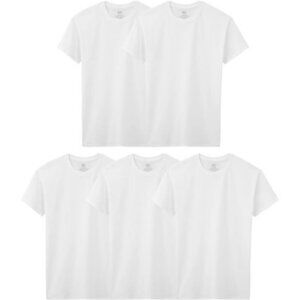 Fruit of the Loom Boys White T Shirts Undershirts Tanks 5 Pack Cotton Crew